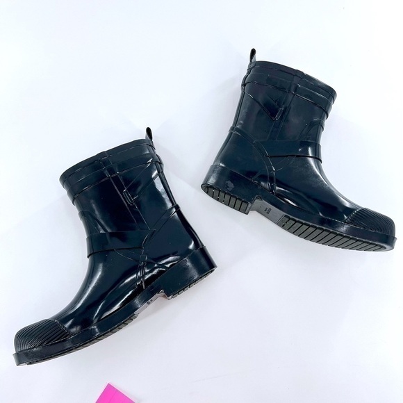 Coach Lester Short Calf Navy Blue Rubber Wellies Rain Boots with Buckle size 6 B - Picture 8 of 13